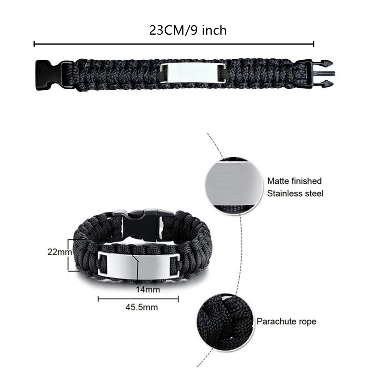 Shema Israel Prayer Bracelet for Men Paracord Bracelets with Hebrew Blessing