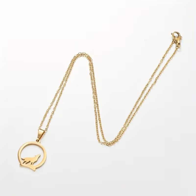 Geometric Circular Wolf Personality Trend Stainless Steel Men’s Necklace
