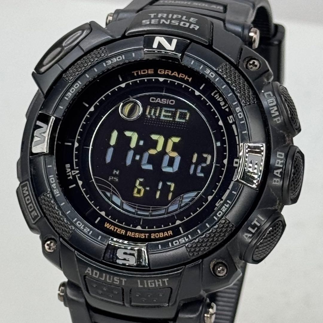 Rare PROTREK PRG 130Y Tough Solar Black Inverted LCD