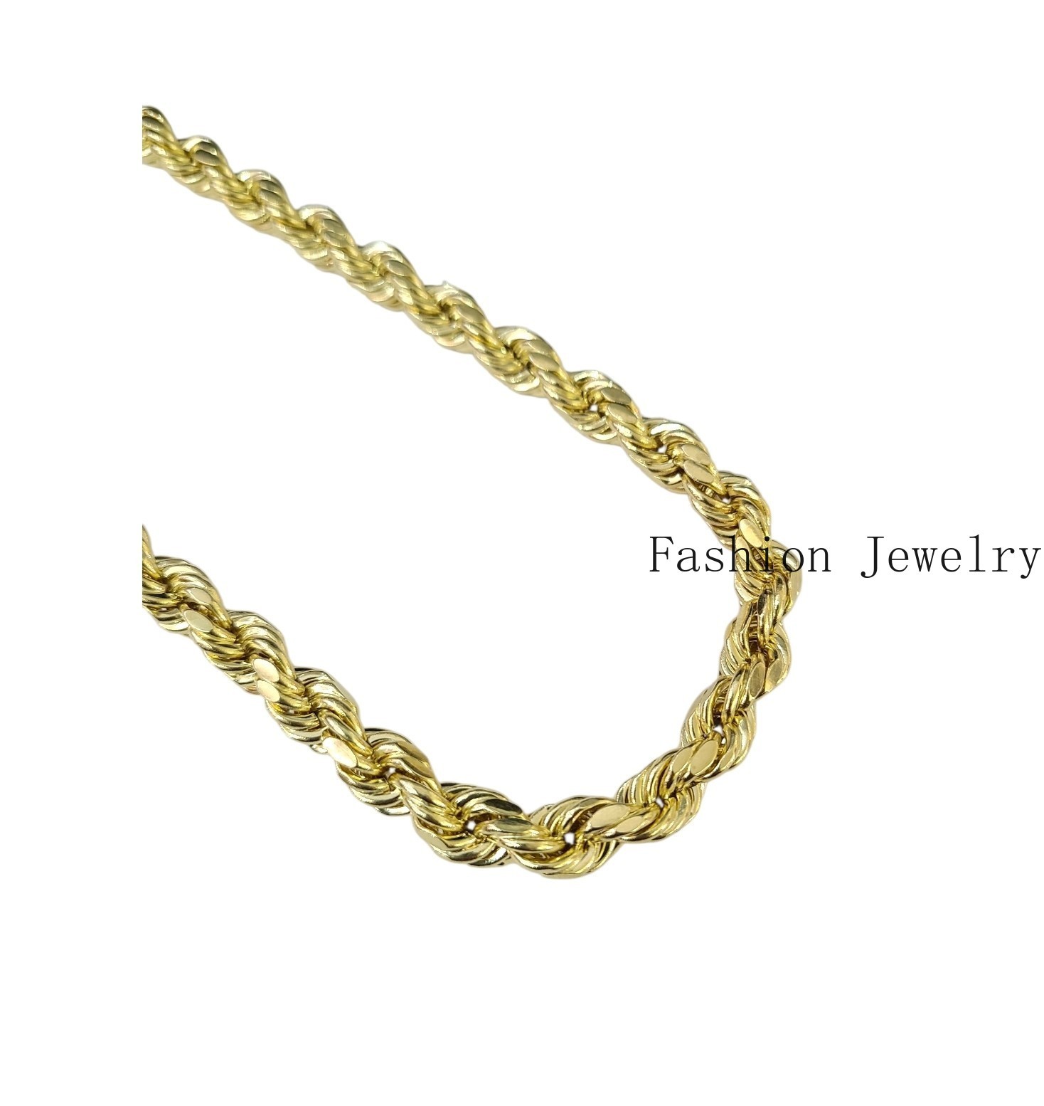 10K Yellow Gold Rope Chain Necklace 8mm 22 Inch REAL 10kt Diamond Cuts Men’s
