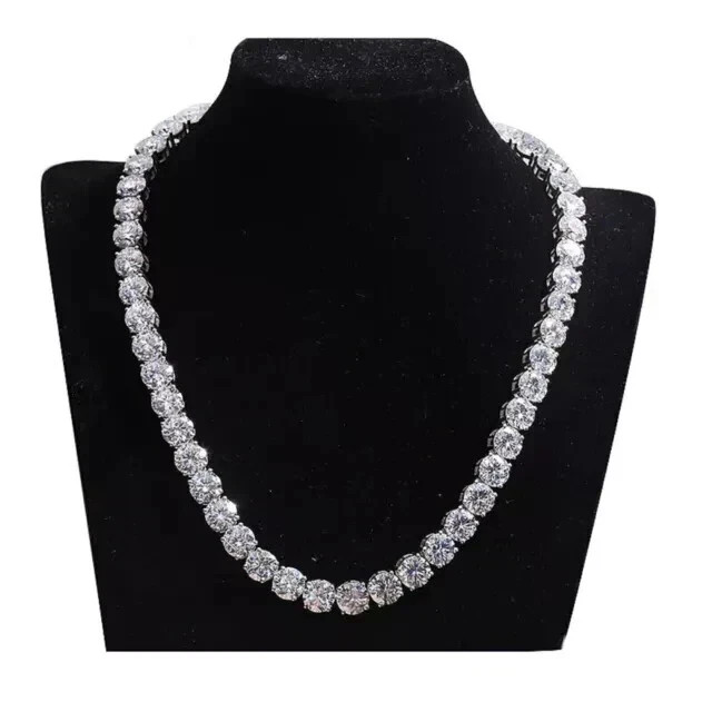 14K White Gold Plated Women’s Tennis 18″ Necklace 28CT Round Lab Created Diamond