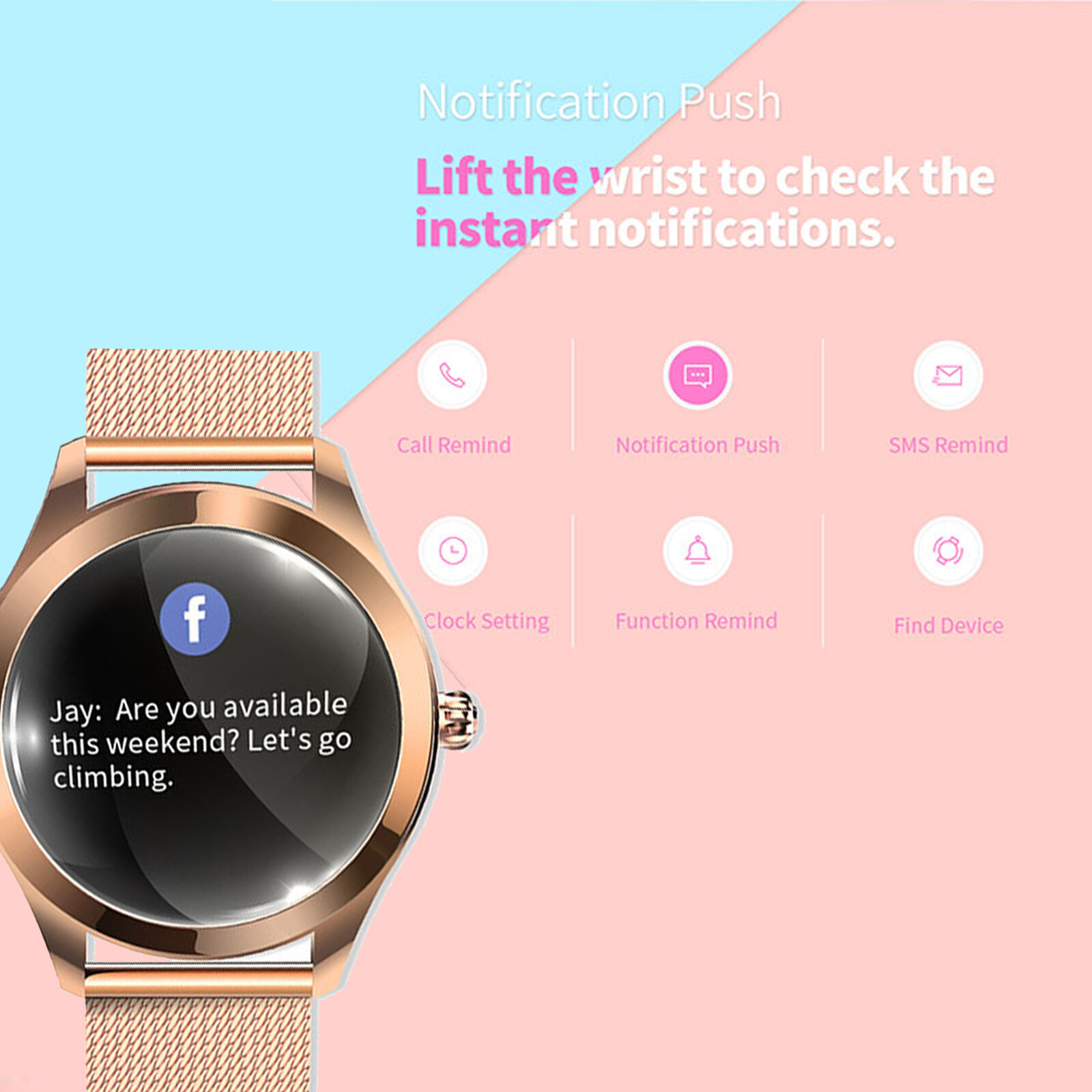 Women Smart Watch Fitness Tracker Sleep Monitor Smartwatch for Android iOS