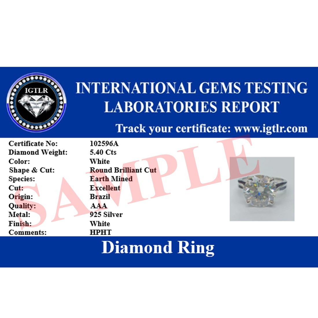 RARE 8.25 Ct Certified Treated White Diamond Solitaire Ring In 925 Silver