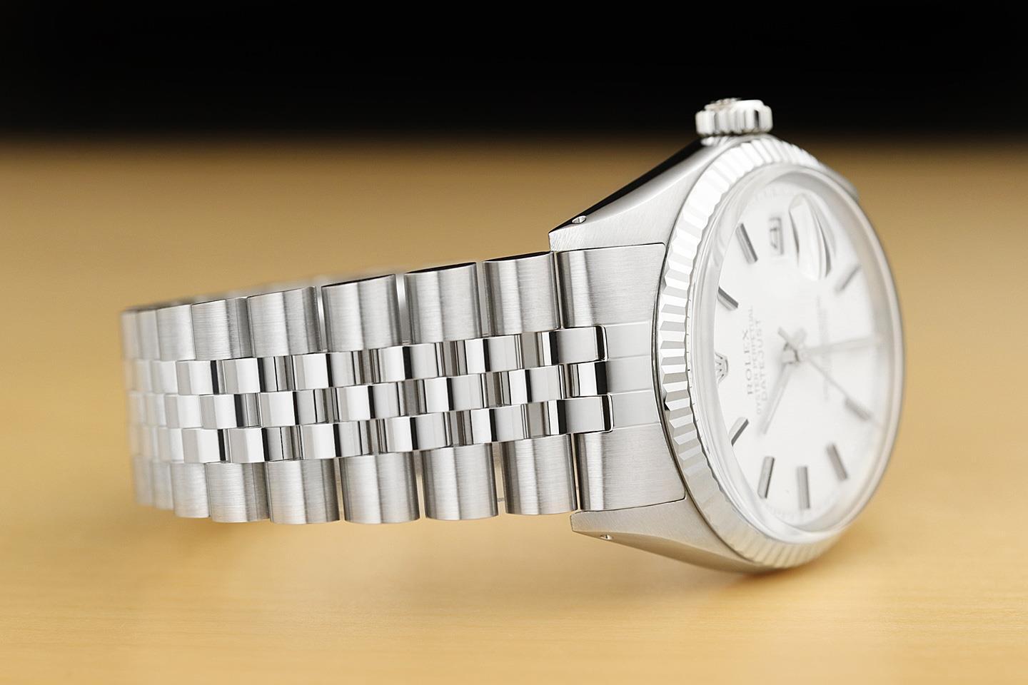 ROLEX MENS DATEJUST WHITE DIAL 18K GOLD STEEL WATCH w/ JUBILEE BRACELET