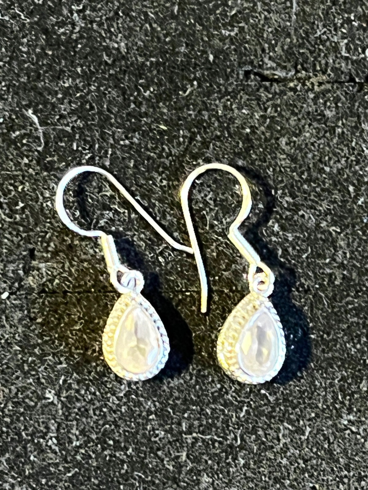 Small Costume Earrings Folklore Rose Quartz Silver 925 Silver Hallmarked Very Cute