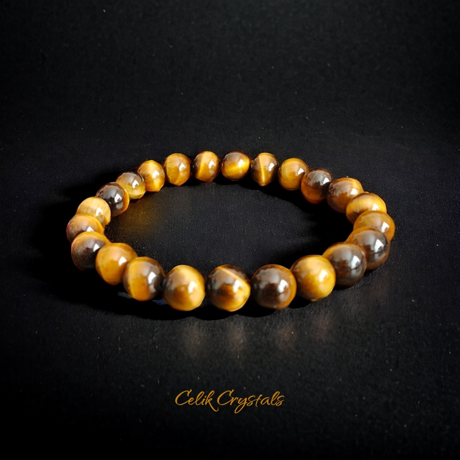 AAA Gold Tiger Eye Bracelet Natural Stones 8mm Stretches Unisex Healing Bracelet