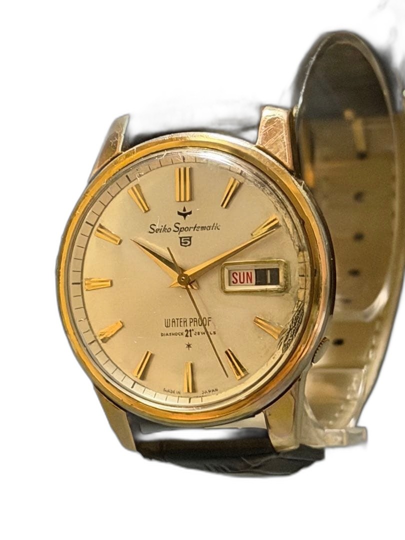 SEIKO Sportsmatic 5 Automatic Men’s Wristwatch Champagne White Dial Pre-owned –