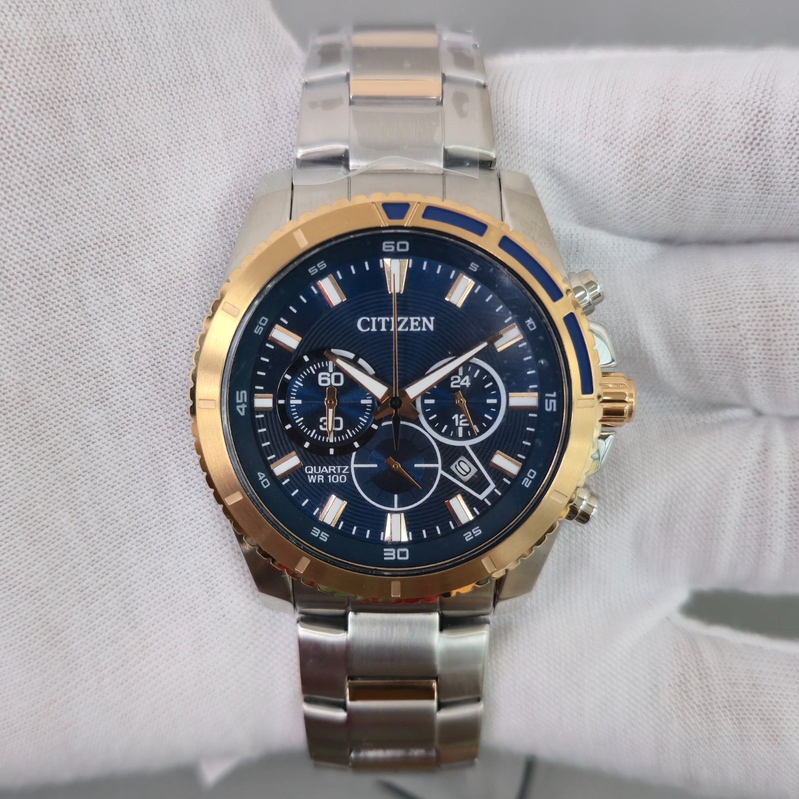 Citizen Quartz Chronograph Sports AN8206‑53L Two‑Tone Blue Dial New Men’s Watch