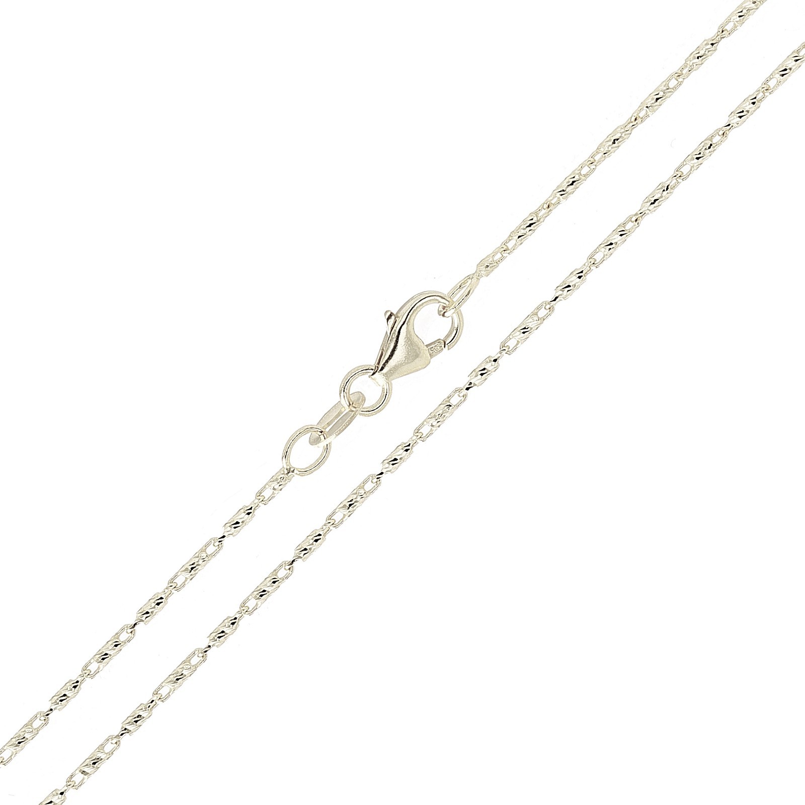 Italian 14k White Gold Solid Diamond Cut Raso Chain Necklace 20″ 1.1mm 5 grams
