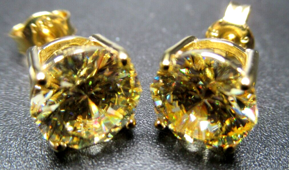GTL BBI Sterling Silver 925 Yellow Cubic Zirconia Stud Earrings NWOT