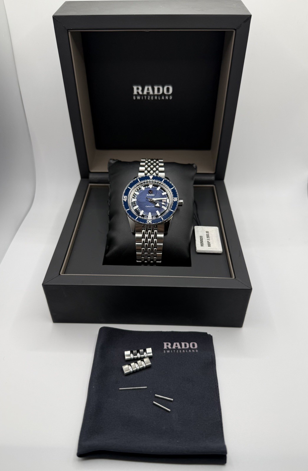 RADO Captain Cook Blue 42mm, Beads of Rice Bracelet, Long Clasp, Ref. 763