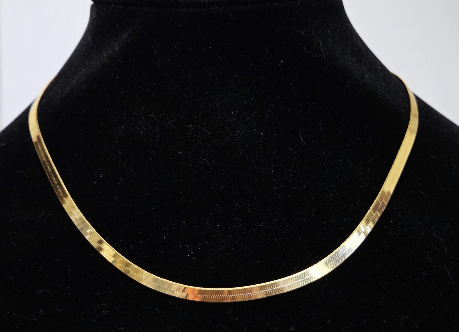 MILOR 5mm Gold over Sterling Silver Flat Herringbone Necklace 18″ Long 925 ITALY