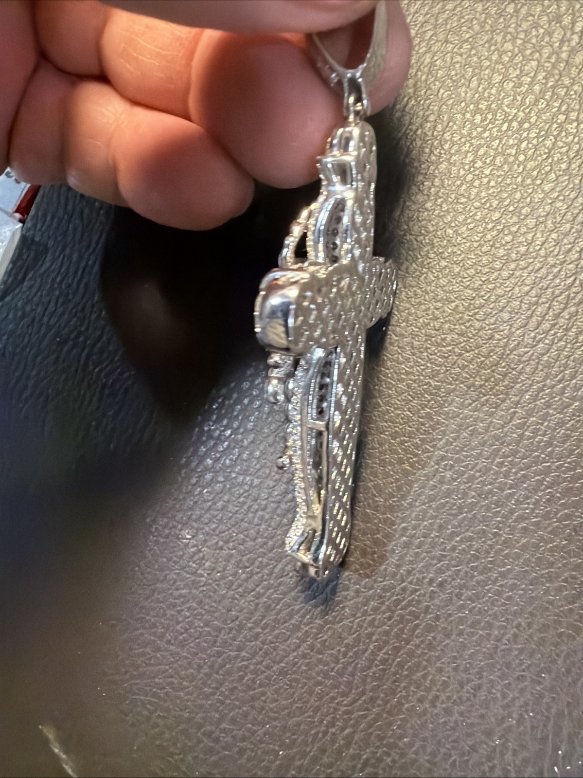 Beautiful 925 Sterling Silver large Zirconia Cross pendant 3.3/4 x 2, 7/8 inches