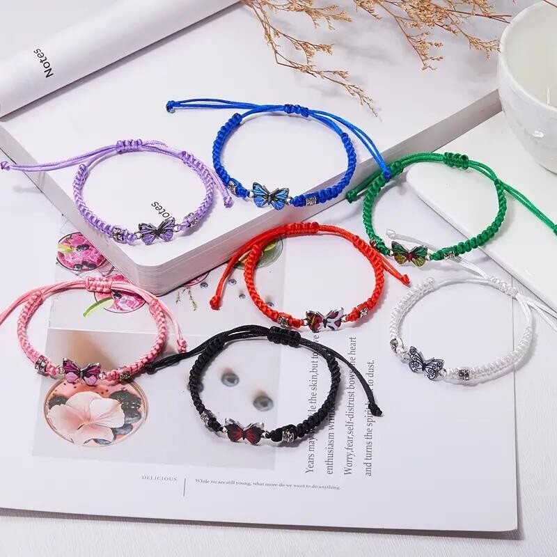 Fashion Women Bllack Classic Braided Flat Knot Butterfly Strap Bracelet Rope New