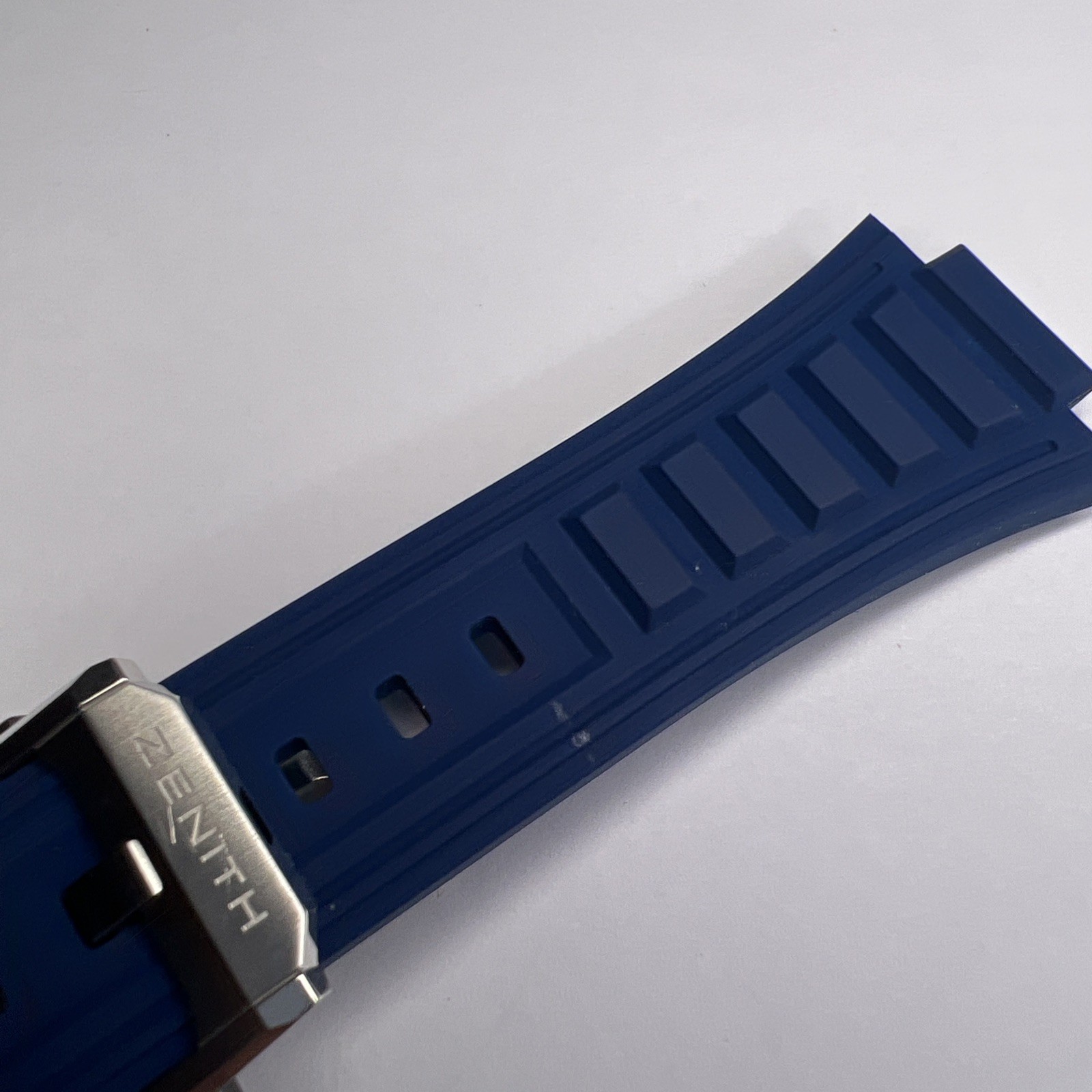 Zenith Blue Rubber Strap & 20mm Stainless Steel Deployant Clasp For Defy Extreme