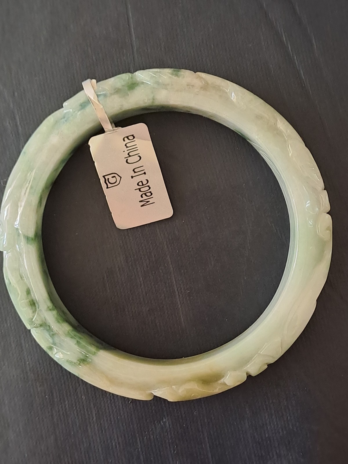 BURMESE JADEITE GRADE A CERTIFIED 300CTS ” DRAGON & PHOENIX ” CARVED BANGLE