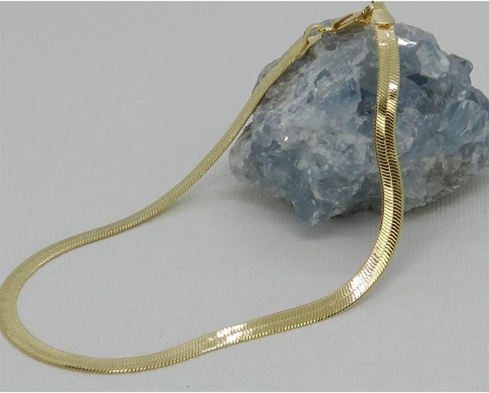 Exquisite 4mm Herringbone Anklet – Perfectly Plated in 14K Gold, Gift-Ready