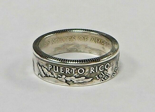 PUERTO RICO SILVER US STATE QUARTER handmade coin ring or pendant size 4-12
