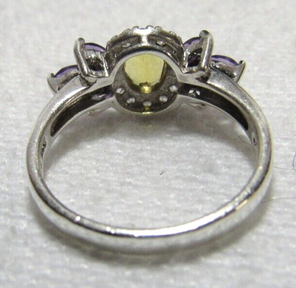 Gorgeous Bangkok Ratnaraj Sterling Silver Citrine Amethyst CZ Sz 8.75 Ring BBJ