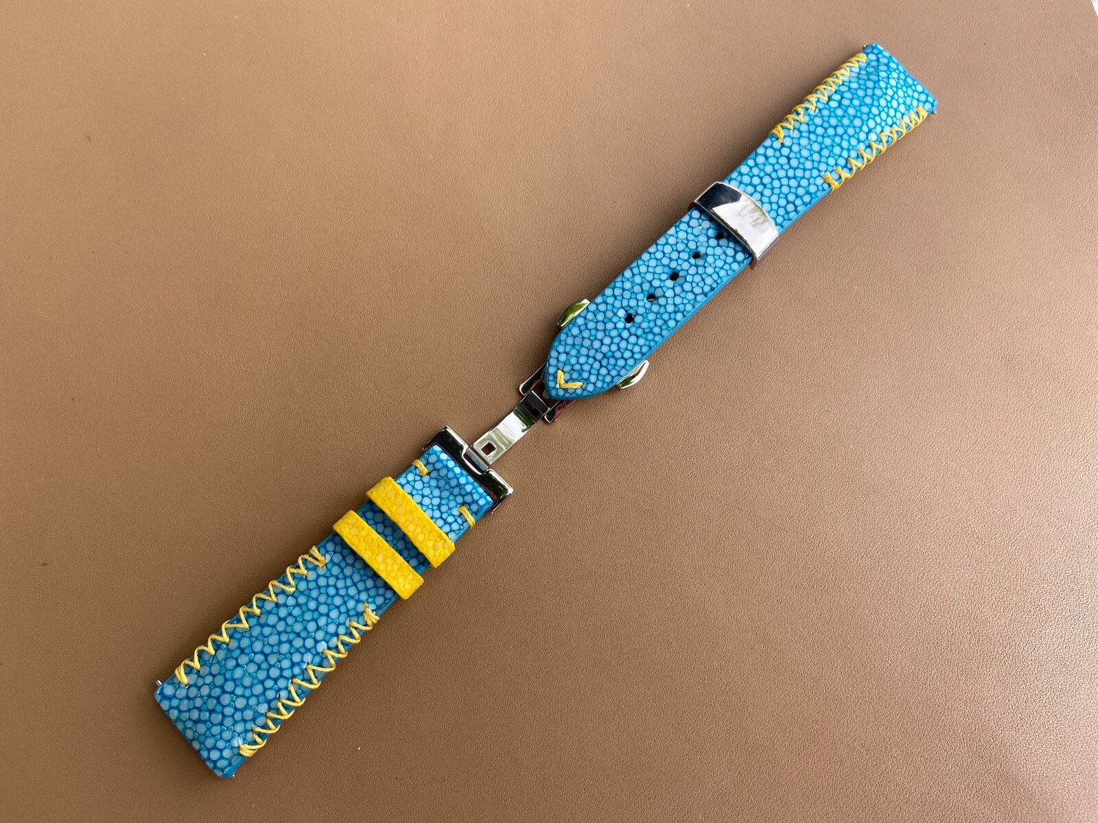 Blue Stingray Leather Watch Strap Band, Size 18mm 19mm 20mm 21mm 22mm 24mm 26mm