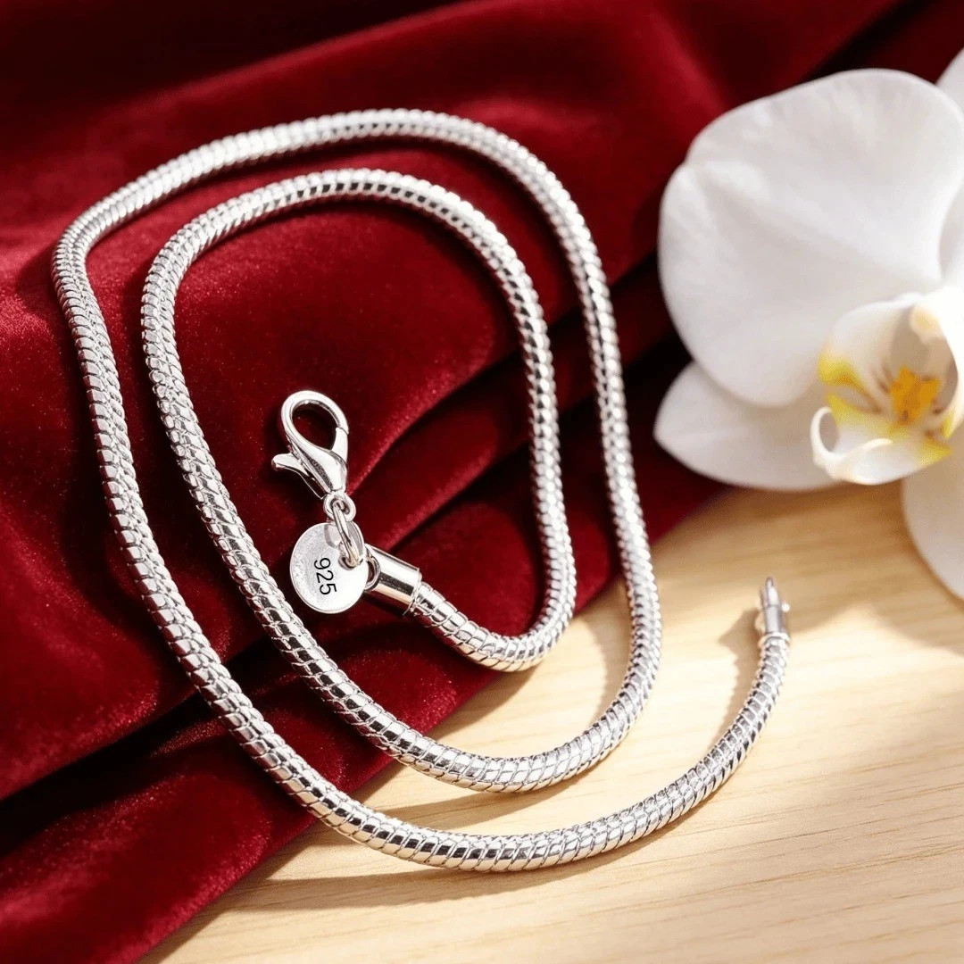 Men&Women’s 925 Sterling Silver Snake Chain Necklace 16-24*