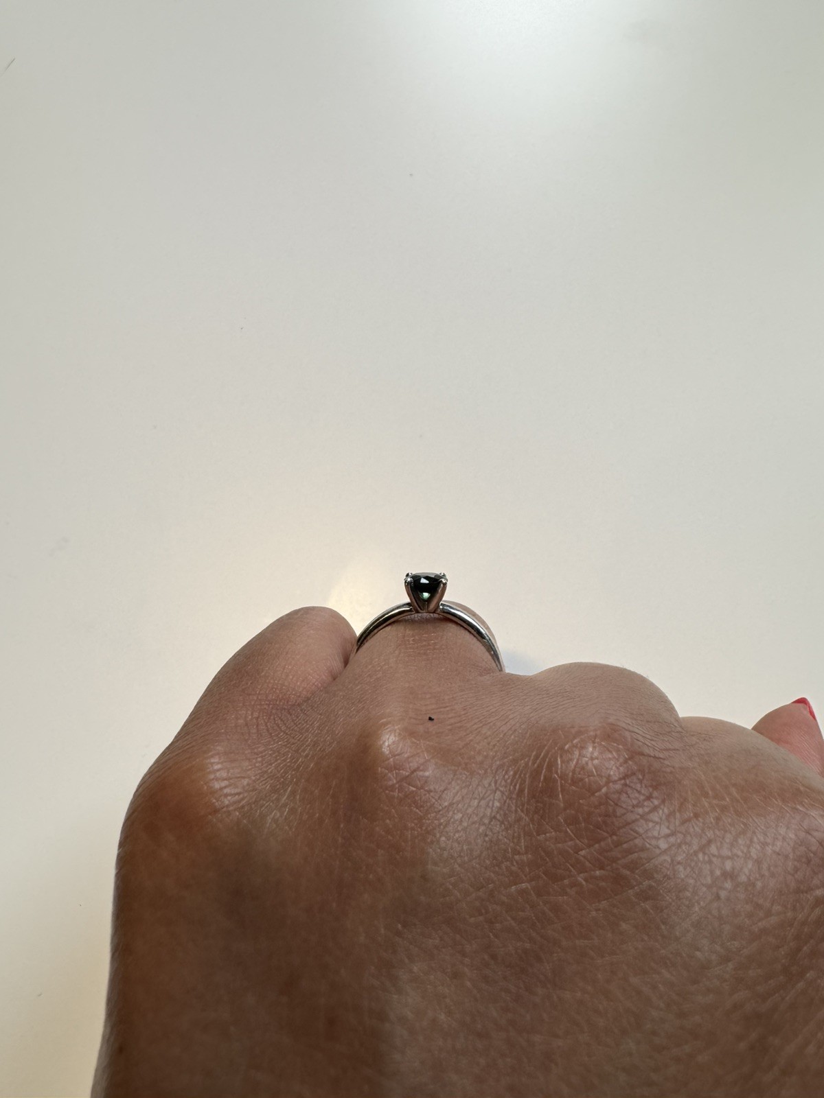 Brilliant Earth 6mm Teal Sapphire Ring, 18K White Gold, Size 8, Sri Lanka Origin