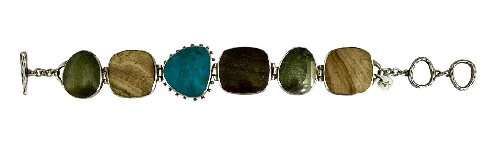 SILPADA Sterling Silver TURQUOISE-BRONZITE-PYRITE-JASPER Bracelet~#B1934~NEW!