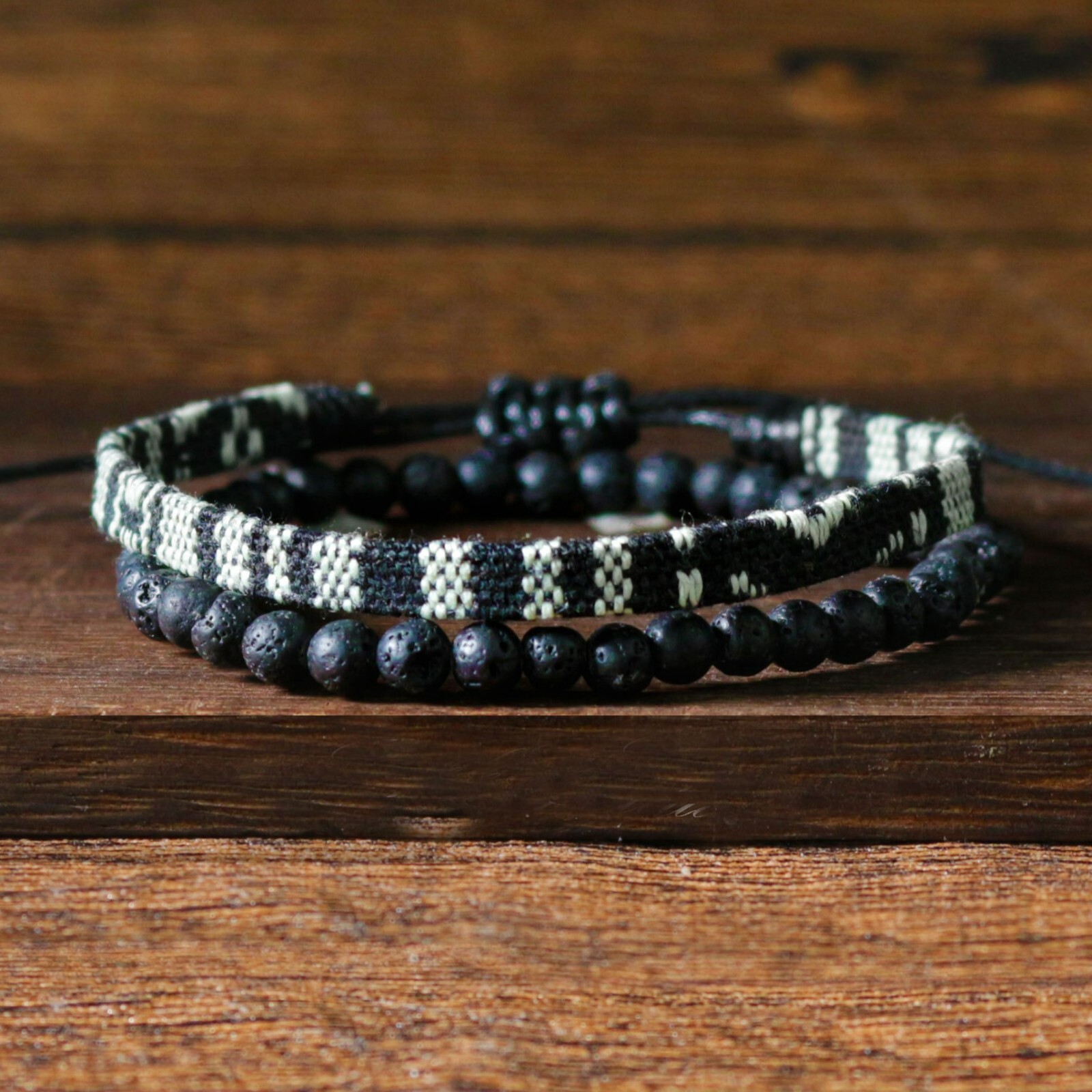 Boho Surfer Bracelet Lava Beads Handmade Woven Friendship Bracelet for Women Men