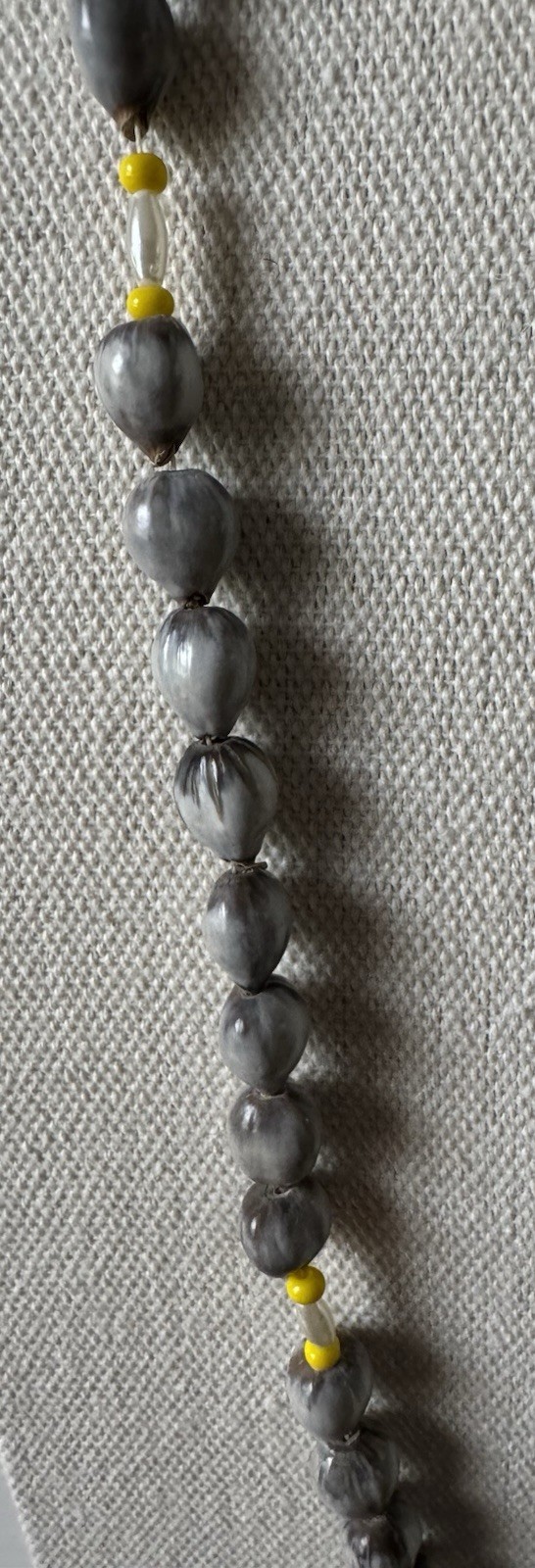 Beautiful 1960’s Vintage Job’s Tears Natural Gray Seed Necklace 28”