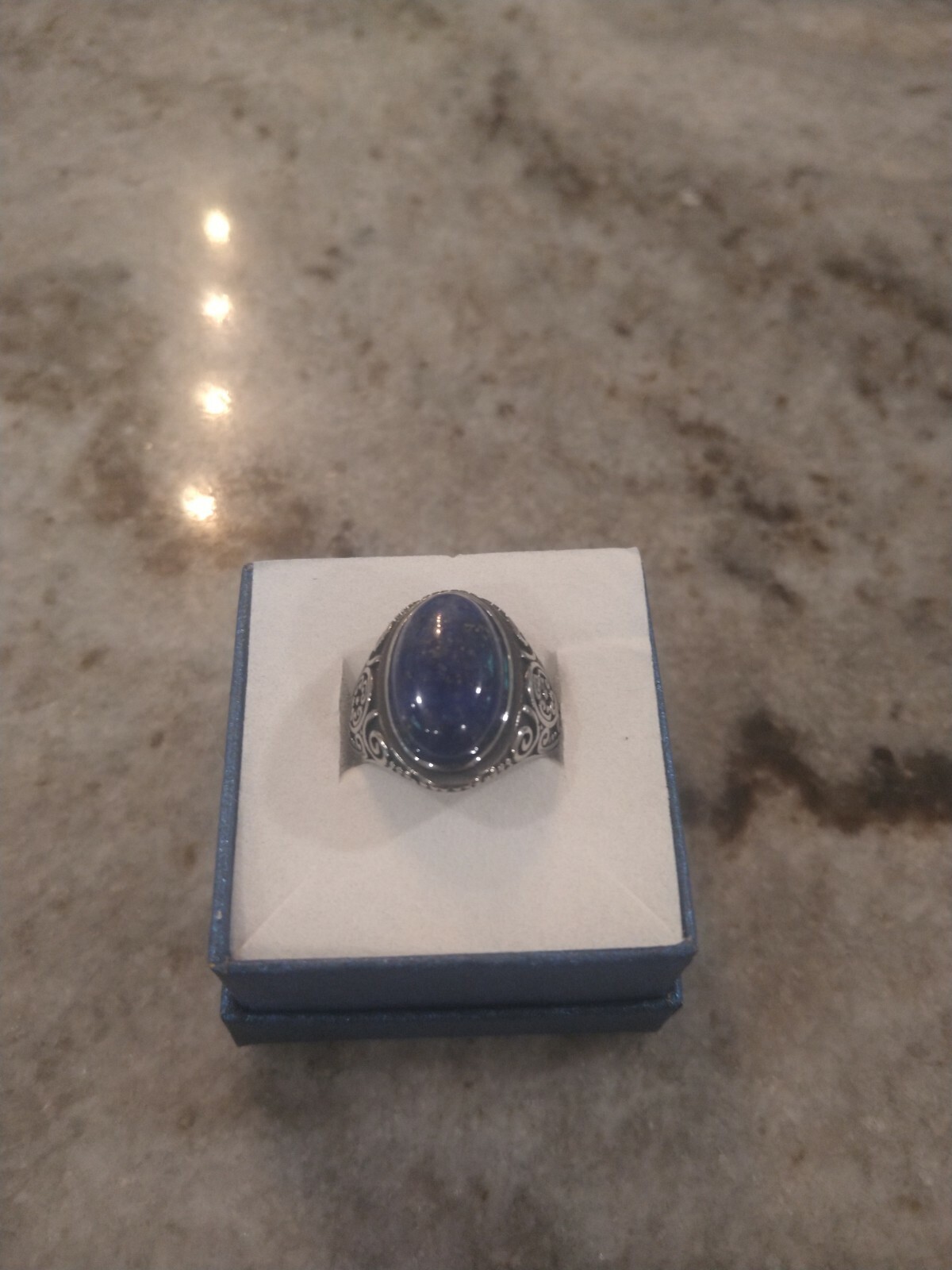 10.50 Cts of beautiful Lapis Lazuli in Ring in Stainless Steel (Size 9.0)