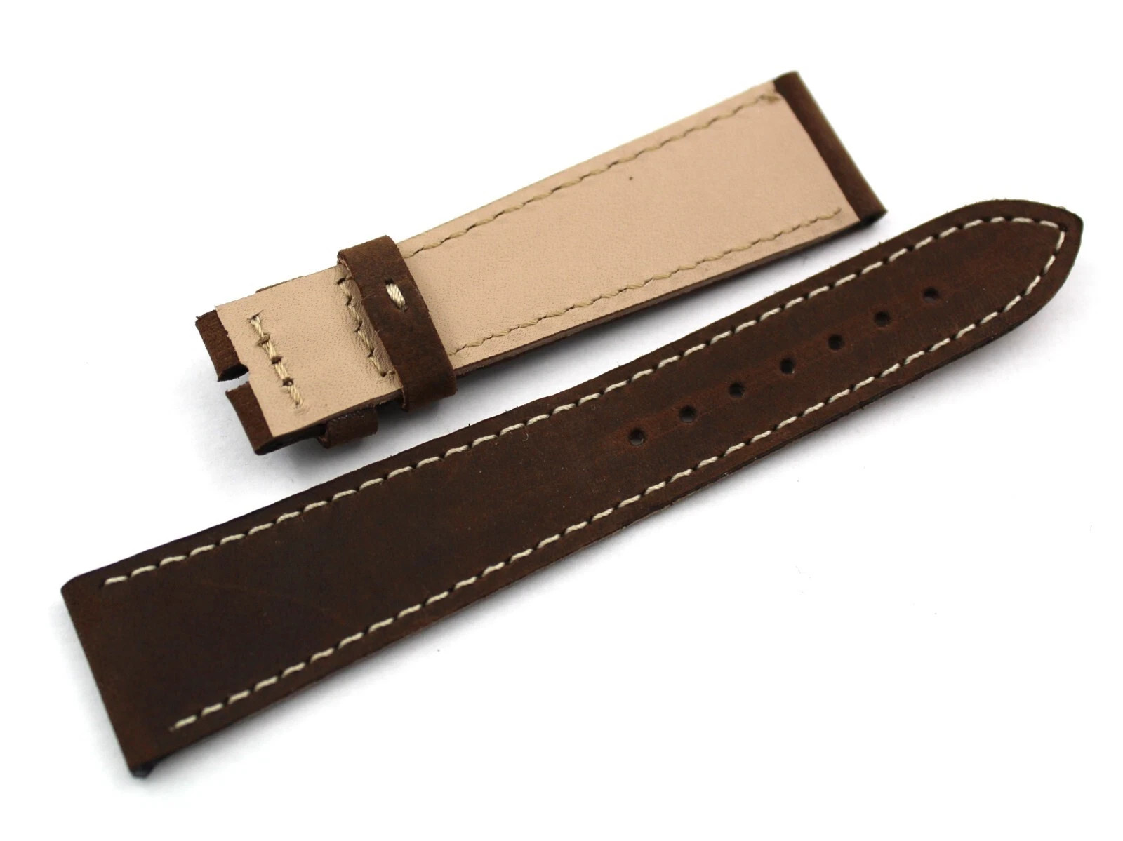 Genuine Leather Strap Dark Brown 20/16mm Made Italy Handmade Spare Parts New