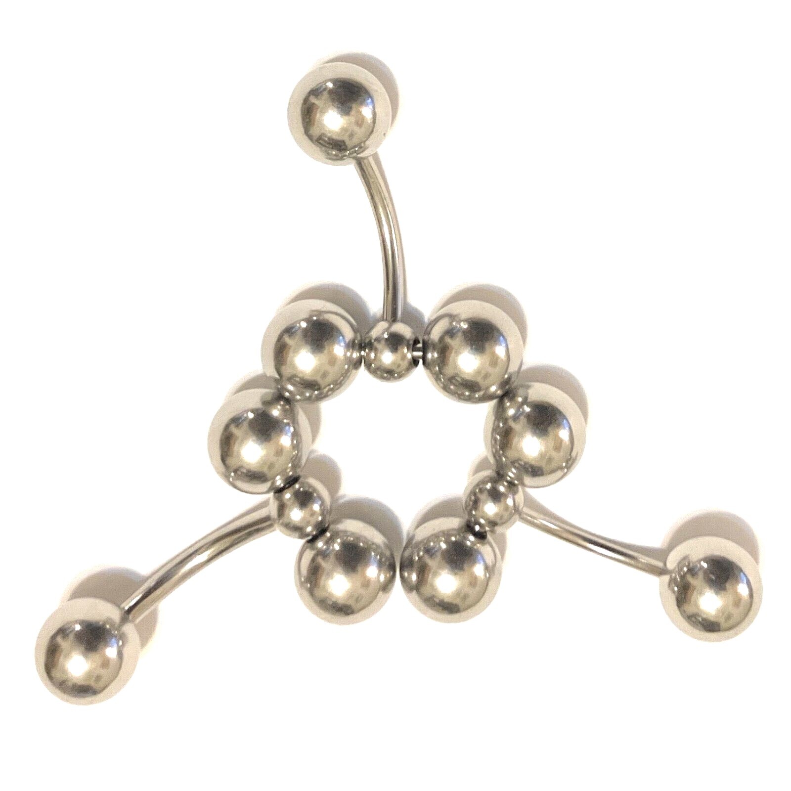 Handcrafted Surgical Steel 14g t0 10g 5/8″ 3X10mm Balls PA ROLLER BALLS Barbell.