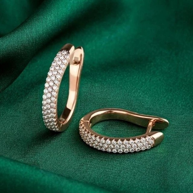 1 Ct Round Lab Created Diamond Huggie Hoop Earrings Women 14K Yellow Gold Plated