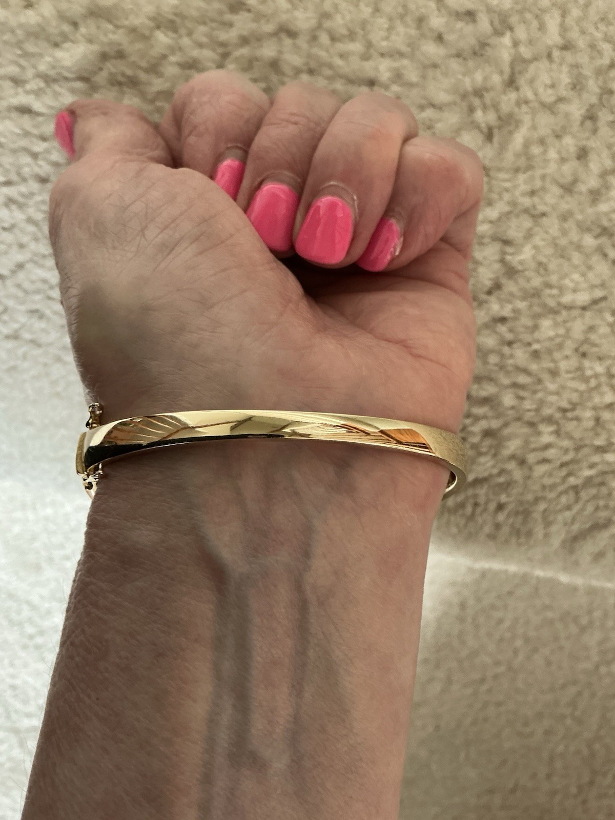 BEAUTIFUL VINTAGE EFFY BRAND ESPRESSO 14K GOLD WHITE DIAMOND BANGLE BRACELET