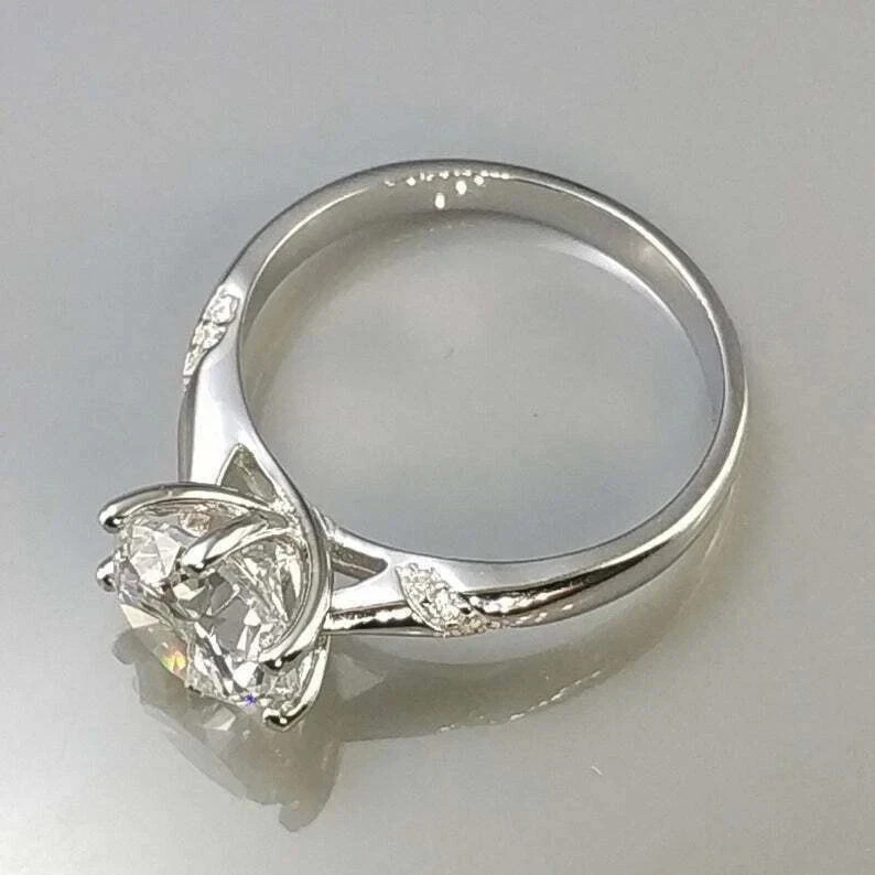 2.00Ct Round Natural Diamond Solid 14K White Gold Luxurious Engagement Ring