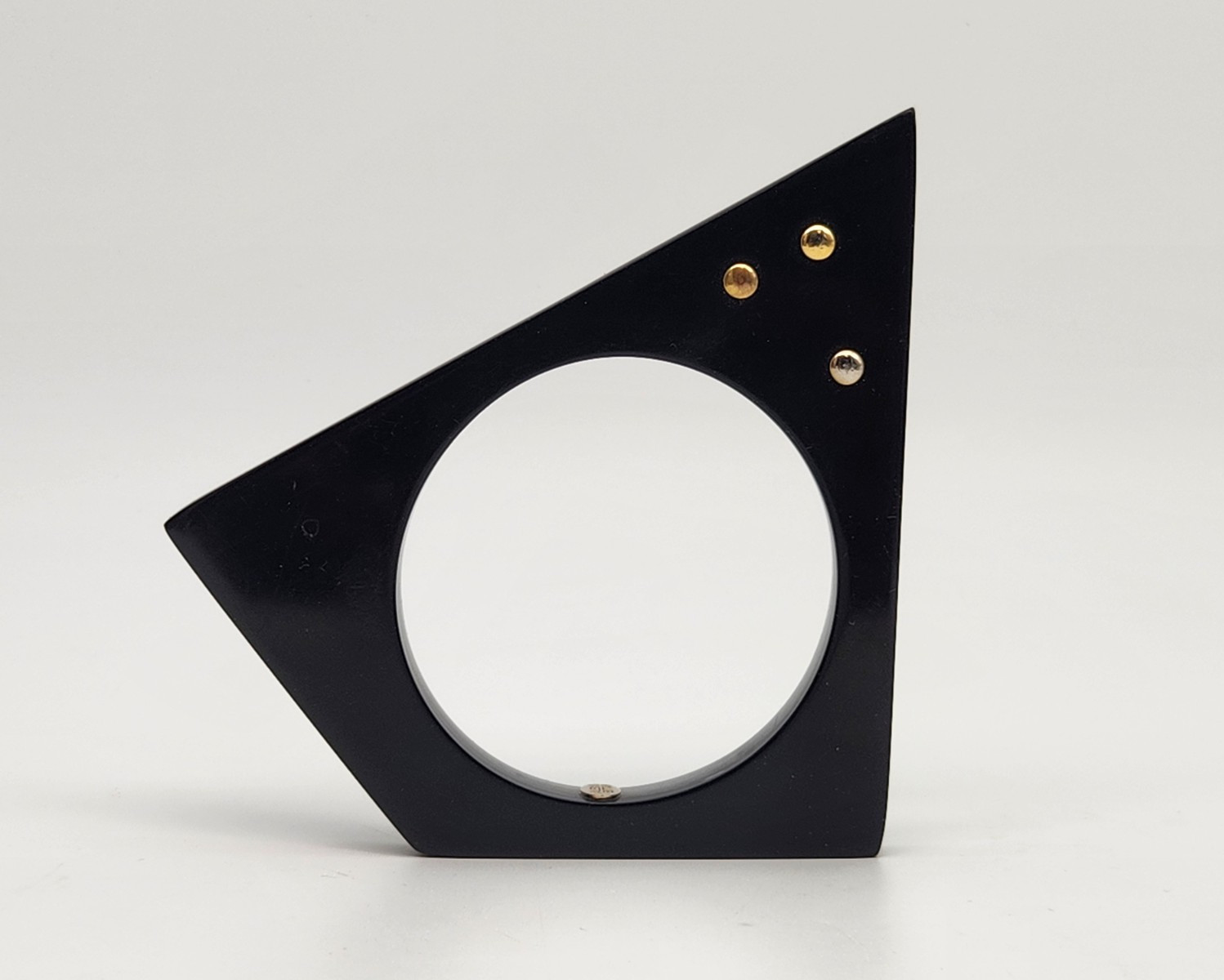 Alexis Bittar Asymmetrical Pentagon Black Lucite Mod Bangle Bracelet