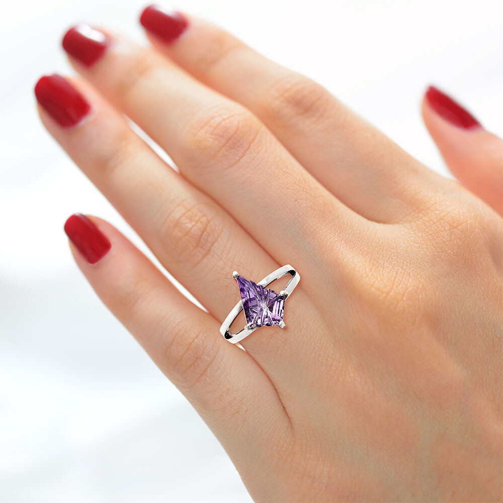 925 Sterling Silver Unique Faceted Gemstone Statement Ring for Women AGR1008
