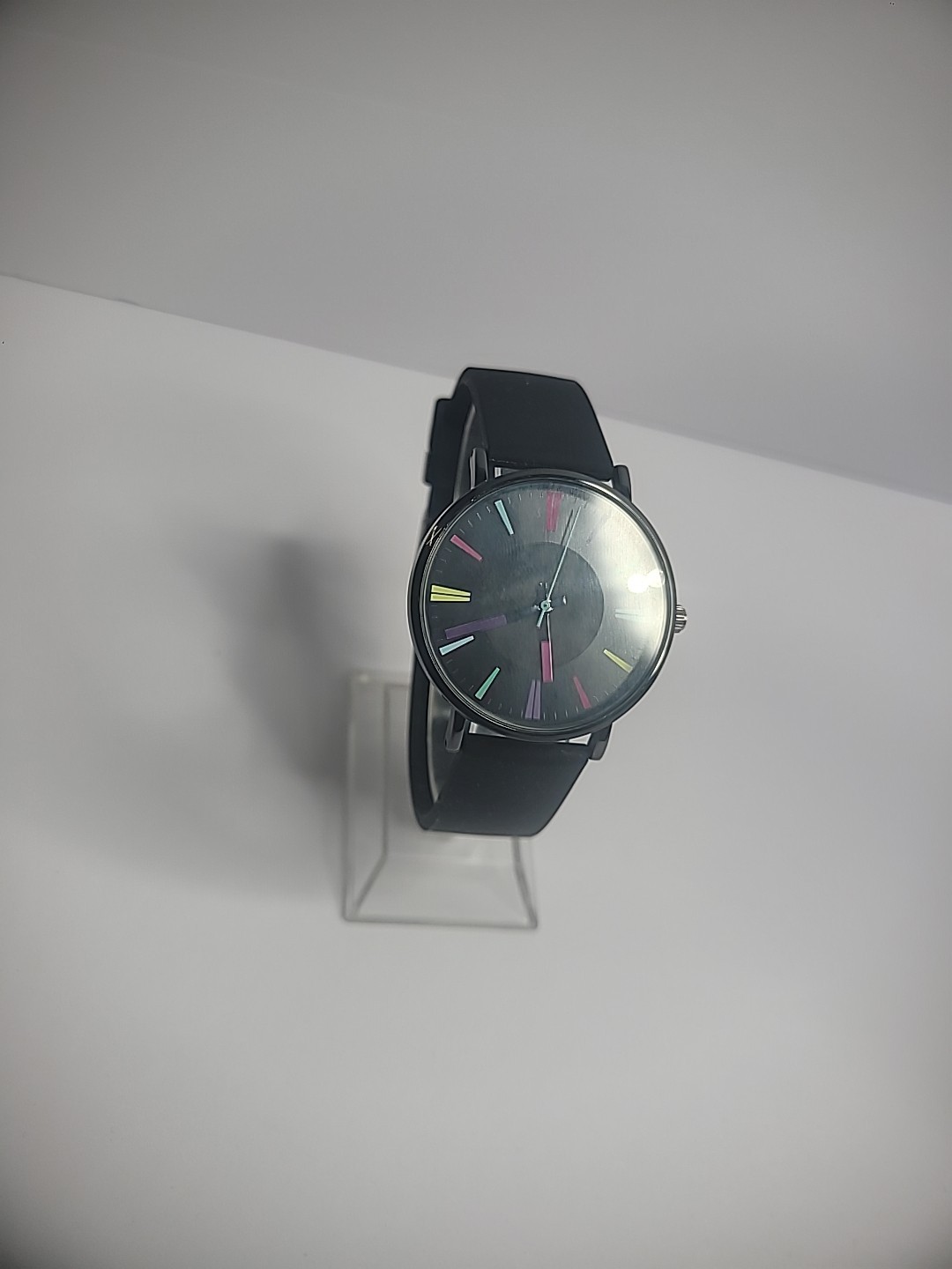 Wristwatch Womens Mens Black Pink Blue Black Band New Battery