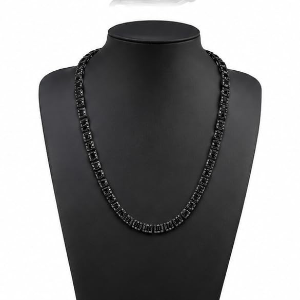 10Ct Black Diamond Tennis Necklace Black Rhodium Plated 18″ Men Women