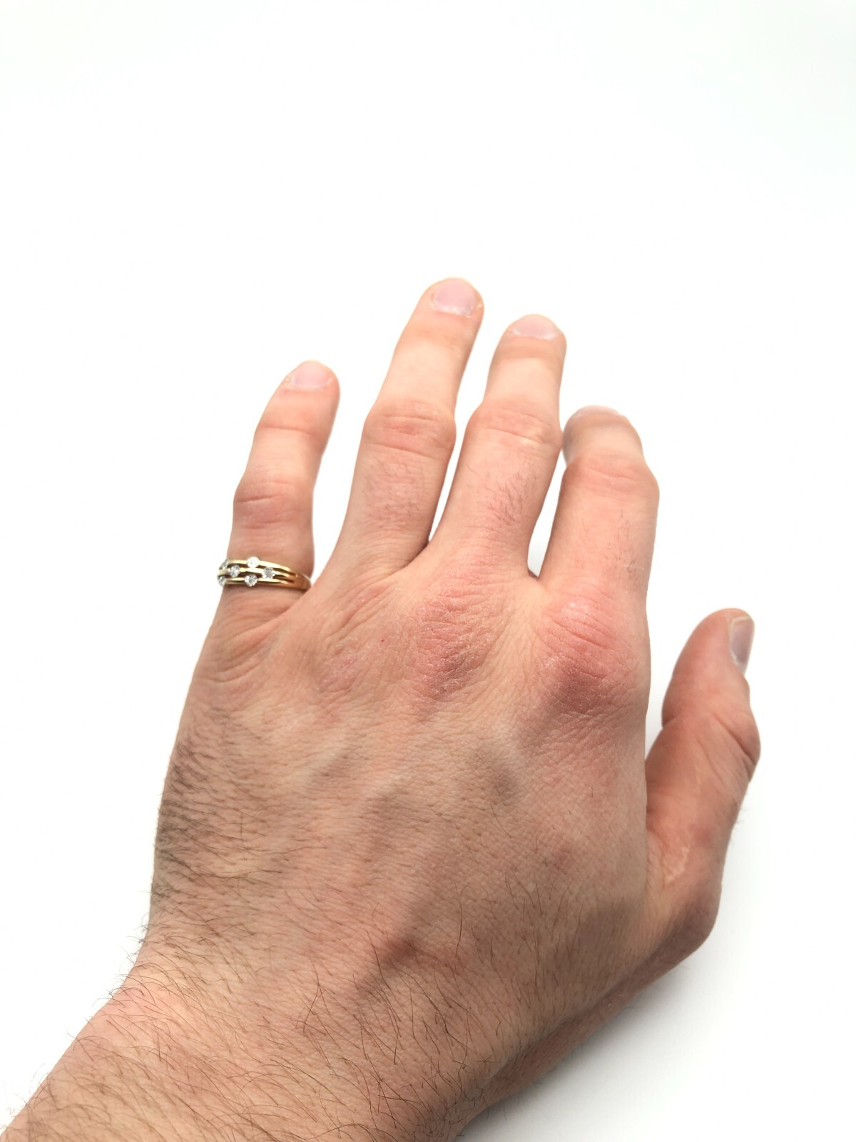 10k Gold Stacked Three Layer Ring with Diamonds (Size: 6.75)