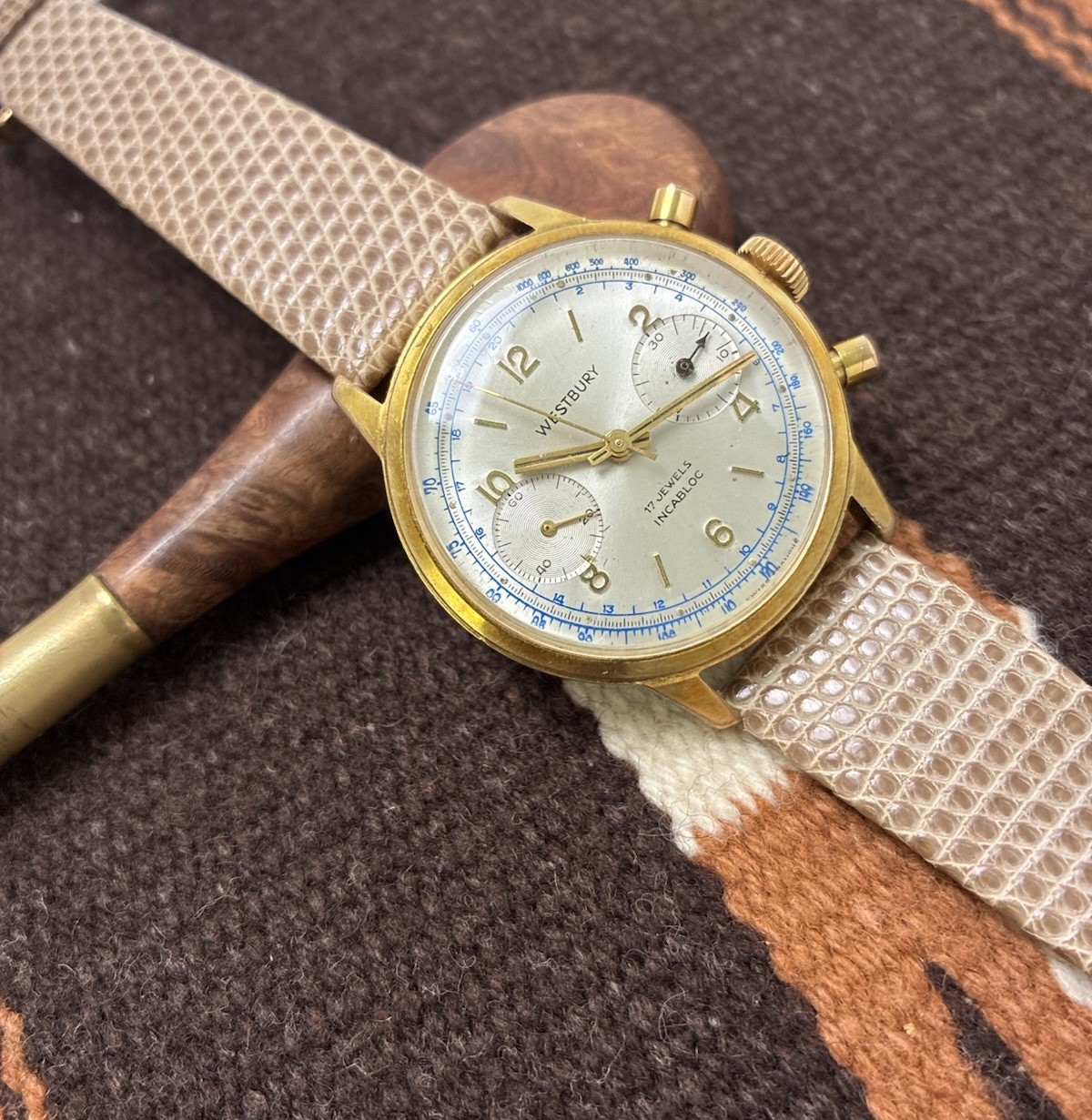 Westbury 1960s Mechanical Chronograph Valjoux 7733 36mm Vtg Tachymeter Dial