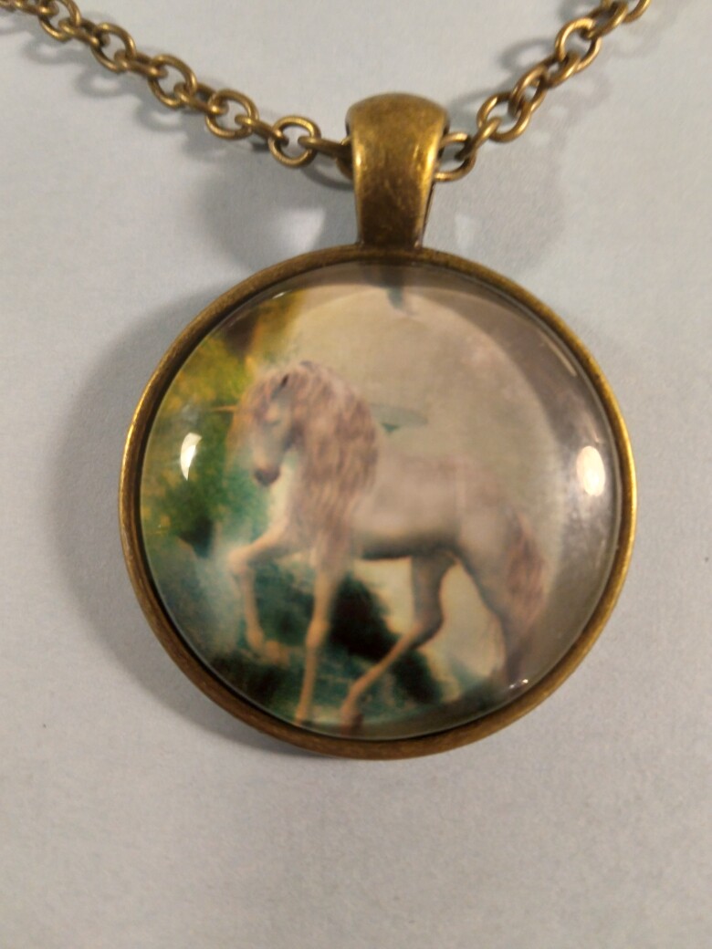 Unicorn pendant on 19 1/2 inch Bronze necklace 248894