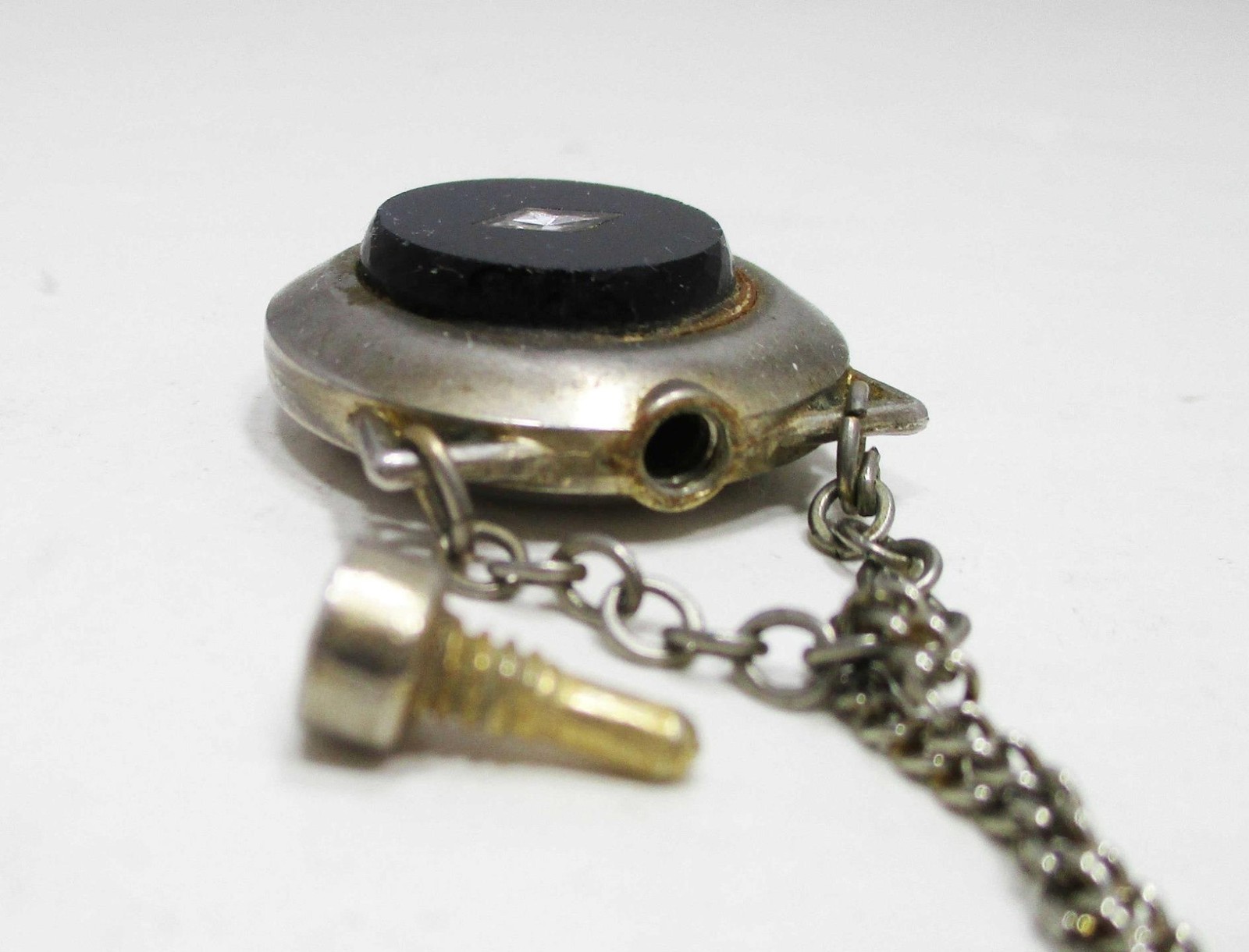 Vintage Miniature Perfume Bottle Flask Gold-Tone 22″ Chain Necklace Pendant