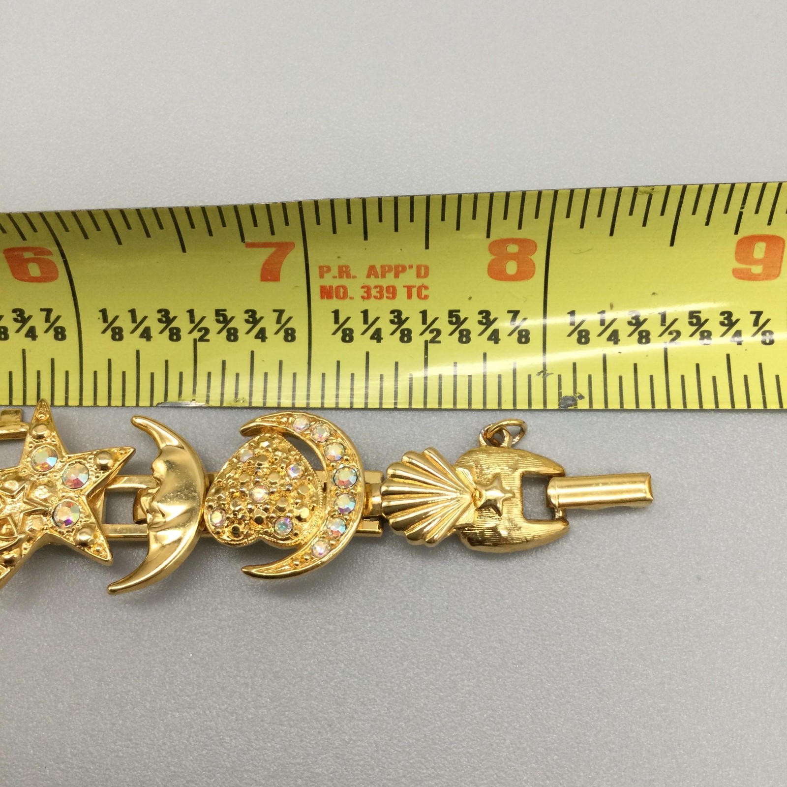 Kirks Folly K46Y Womens Watch 24mm Gold Tone Moon Phase Charms New Battery 8.5″