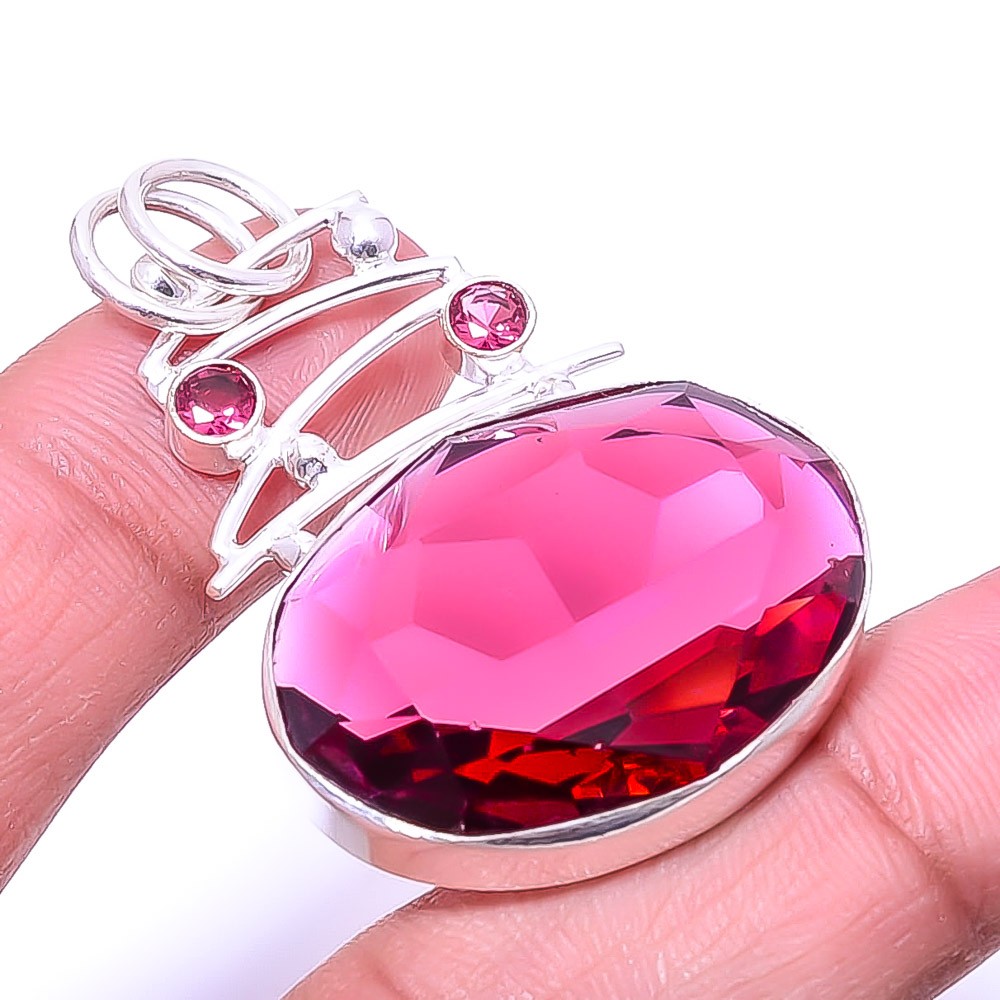Pink Rubellite Tourmaline 925 Sterling Silver Pendant 1.72″ P_9439_211_47