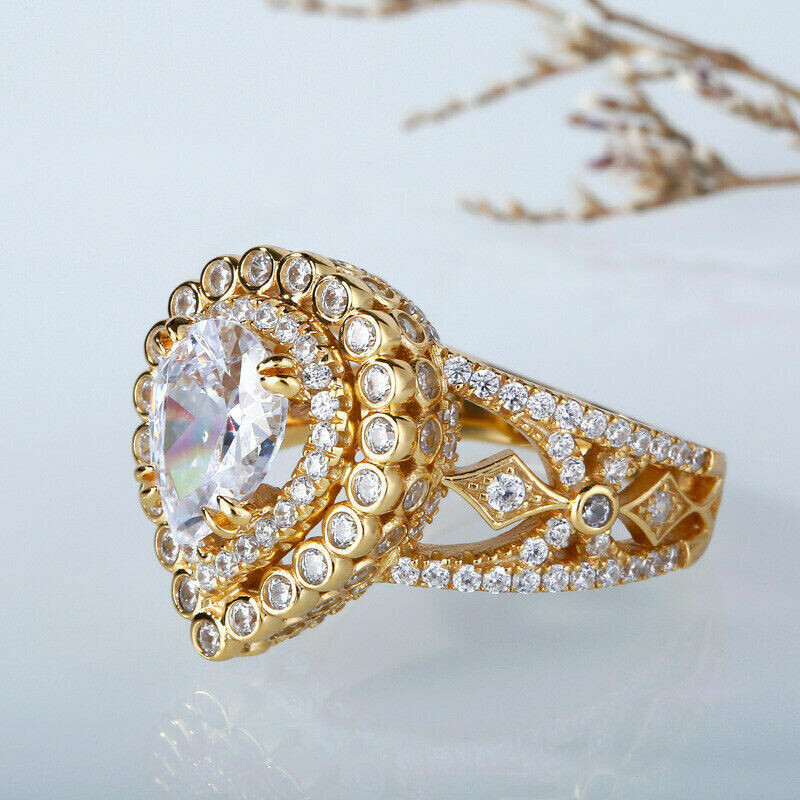 2.30Ct Lab Created Diamond Solitaire Engagement Ring 14K Yellow Gold Over
