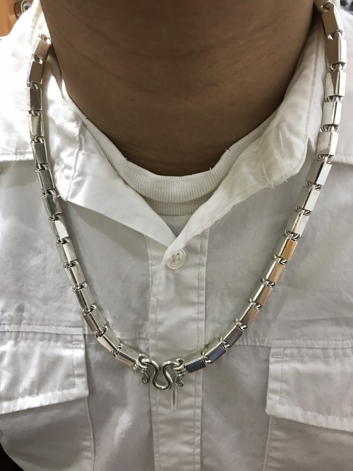 999 FINE silver Handmade Baht Box Chain Necklace Approx 250.00 Grams 24 inch