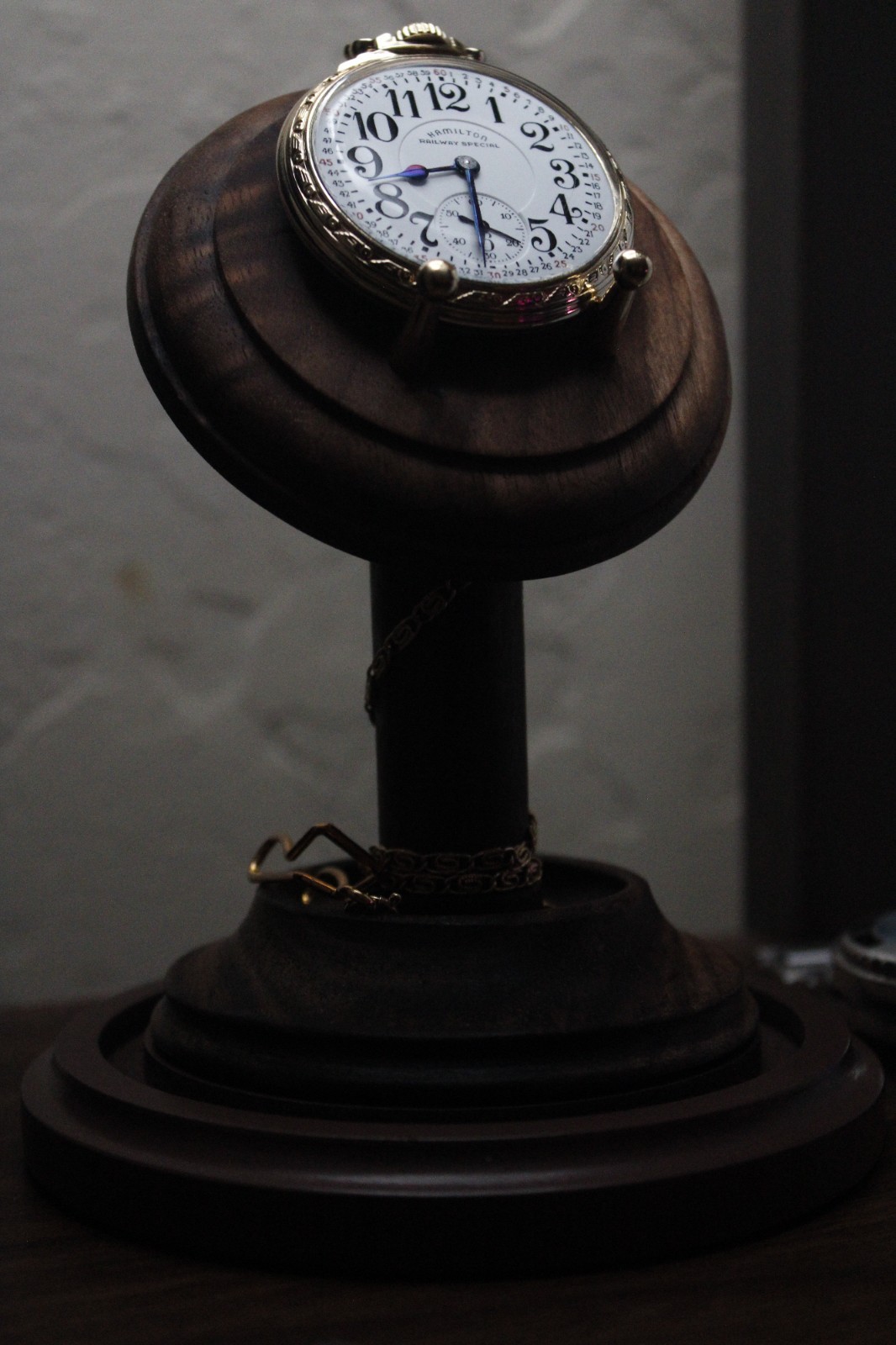 1955 Hamilton 992B 21J Gold Filled 16s Railroad Pocket Watch, Chain and Display