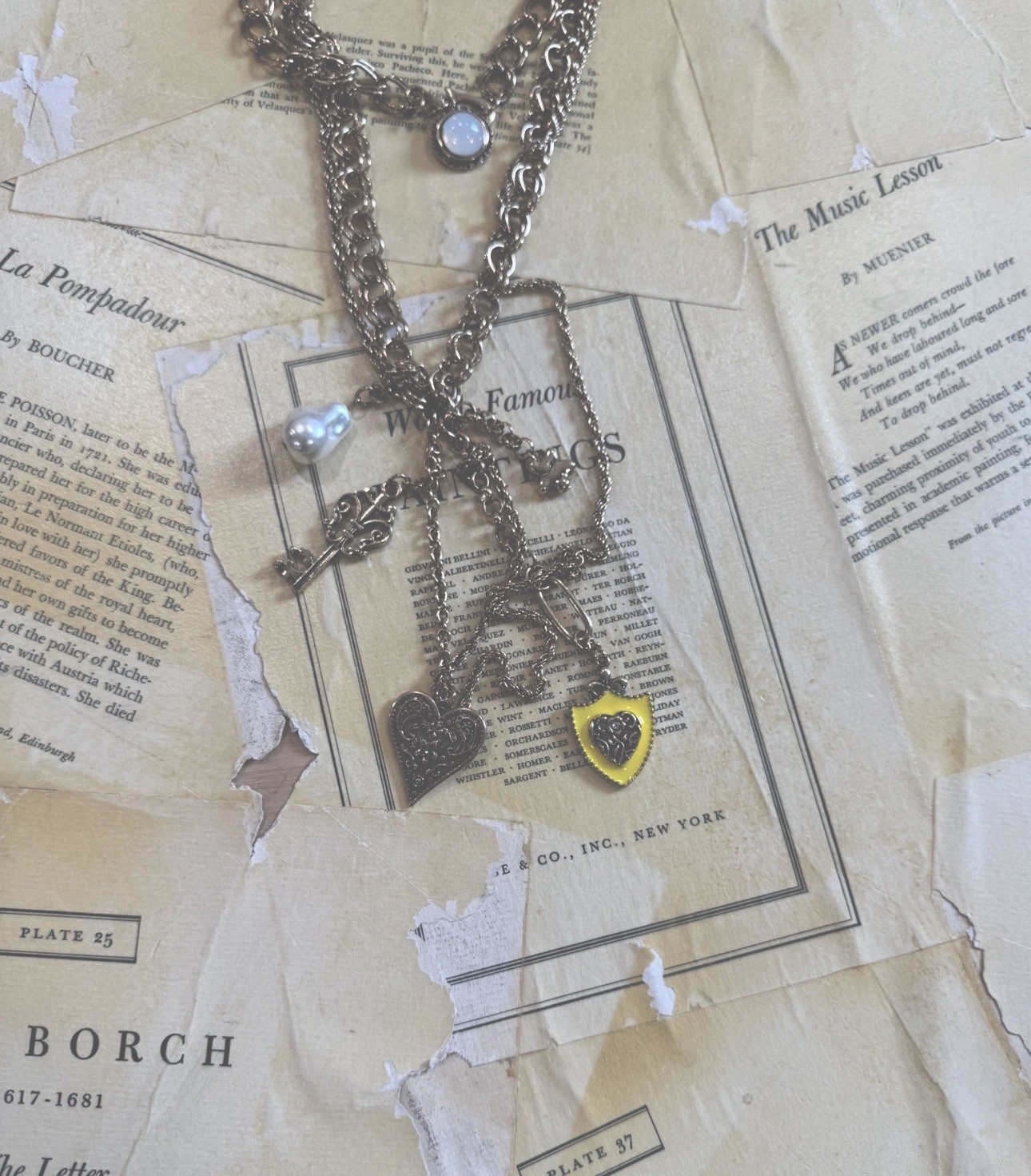 Free People Tate Layer Necklace Adjustable Clasp Closure Dangly Charms Gold NWT