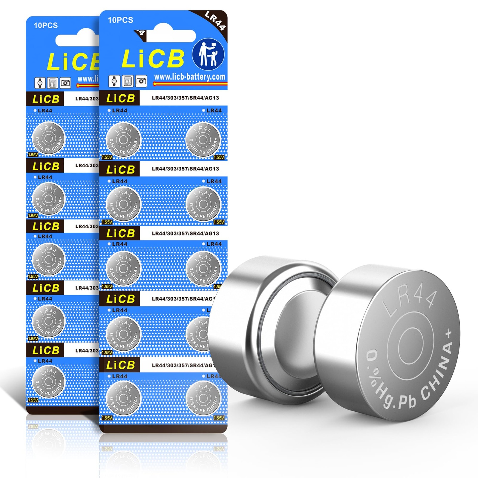 LiCB 20 Pack LR44 AG13 357 303 SR44 Battery 1.5V Button 20PCS Batteries